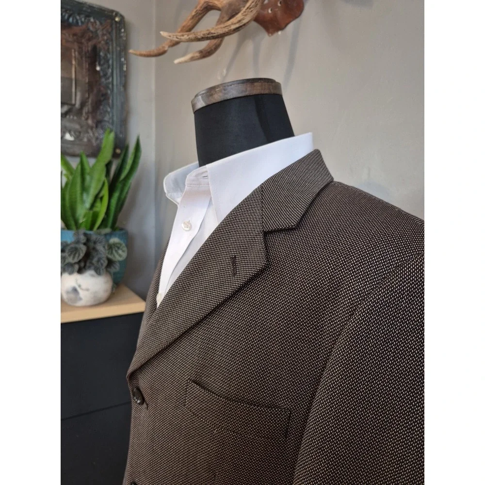Pronto Uomo Mens Wool Silk Sport Coat 42R Brown Multi 3 Button Blazer Italy Look